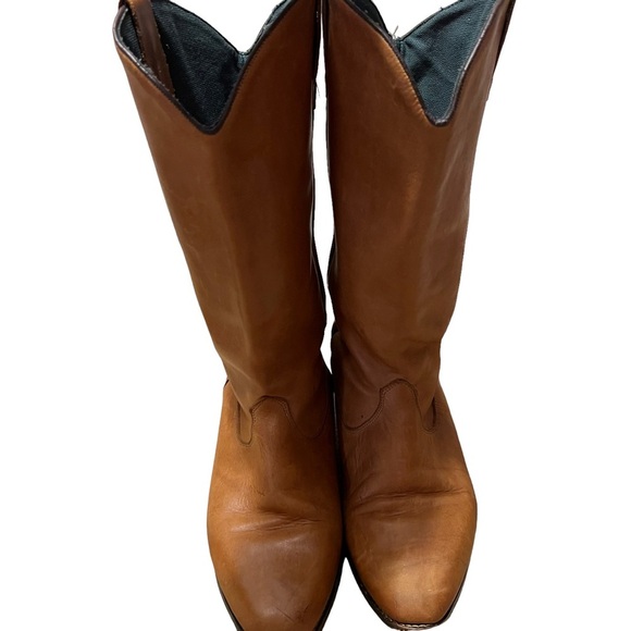 Mens Vintage Leather Cowboy Boots Tan Size 8.5 D - Picture 6 of 10